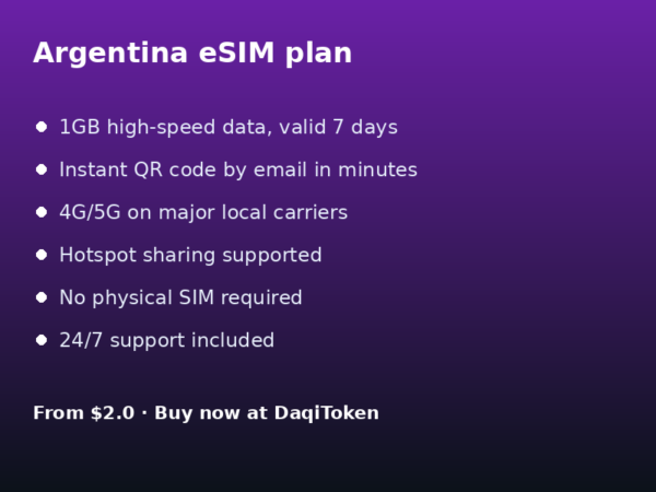 阿根廷 eSIM - 1GB / 7 天